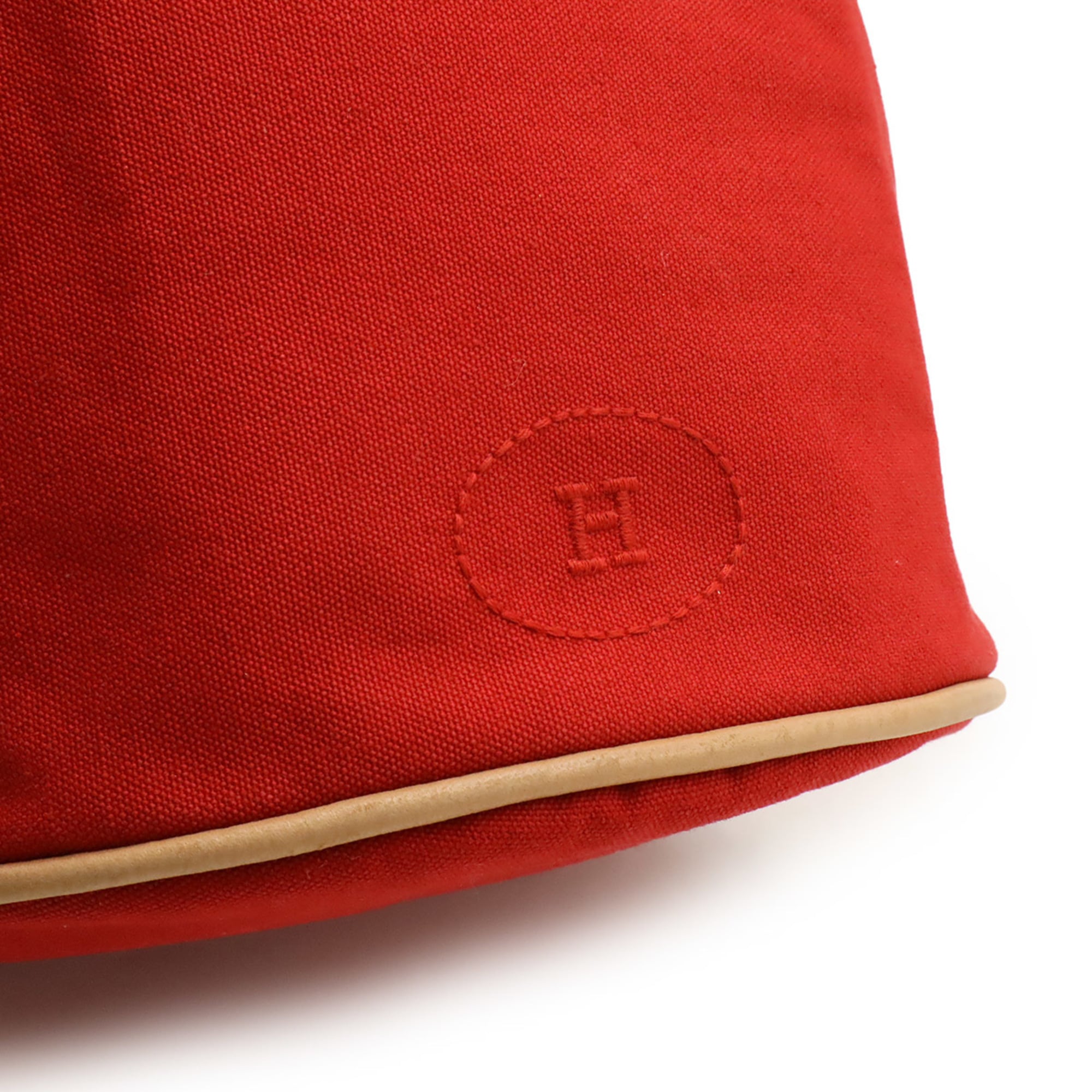 Hermes Red Color Canvas Leather Shoulder Bag (Pre-Owned)