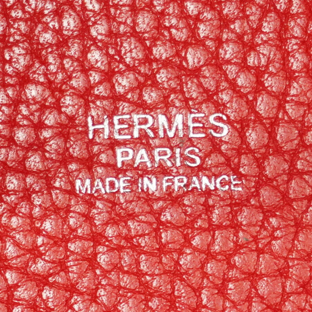 Hermes Rouge Casaque Taurillon Clemence Leather Handbag (Pre-Owned)