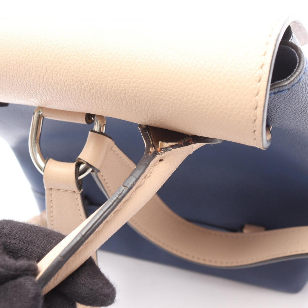 Louis Vuitton Beige Blue Leather Backpack (Pre-Owned)