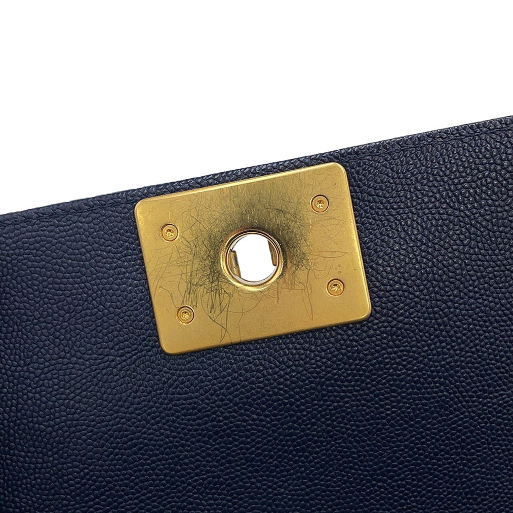 Chanel Matelasse Navy Grained Calfskin Shoulder Bag (Pre-Owned)