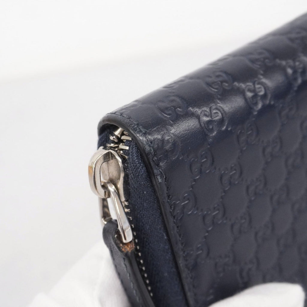 Gucci Navy Leather Long Wallet (Bi-Fold) (Pre-Owned)