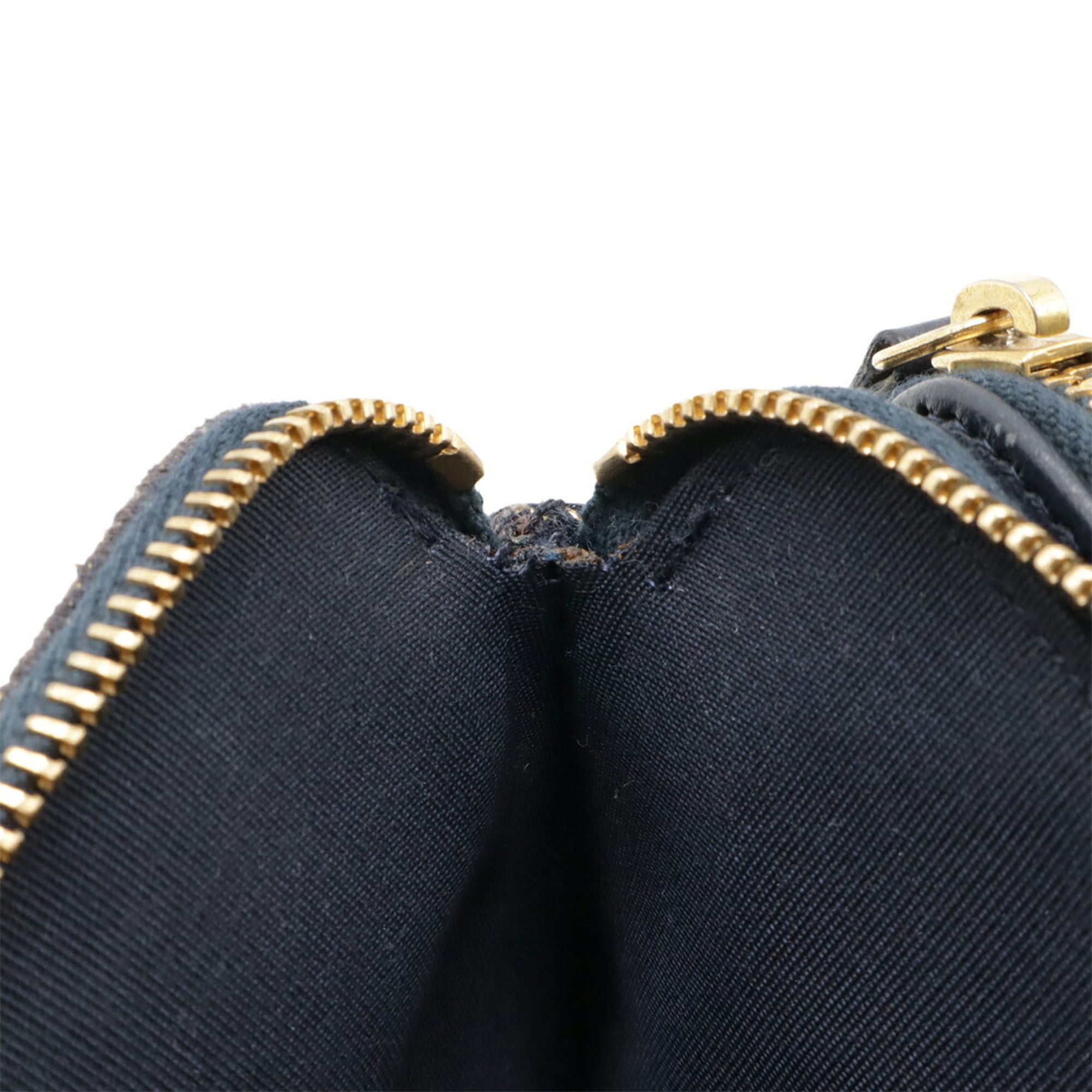 Chanel Gold Navy Canvas Leather Pochette Shoulder Bag (Pre-Owned)