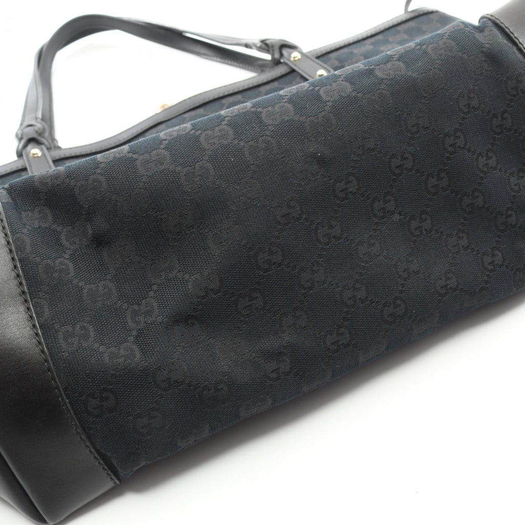 Gucci Black Canvas Leather Tote Bag (Pre-Owned)