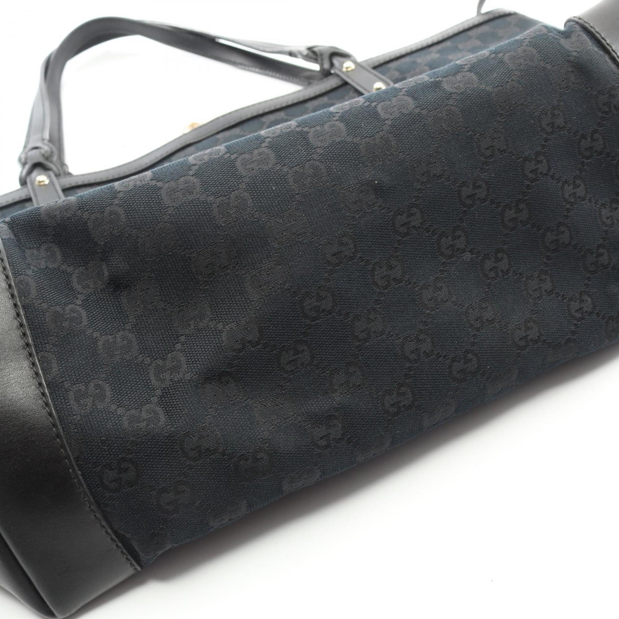 Gucci Black Canvas Leather Tote Bag (Pre-Owned)