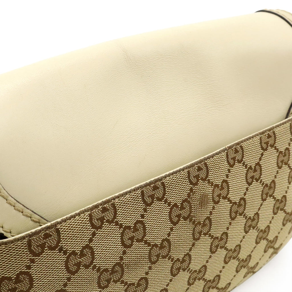 Gucci Sukey Beige Khaki Gg Canvas Leather Shoulder Bag (Pre-Owned)