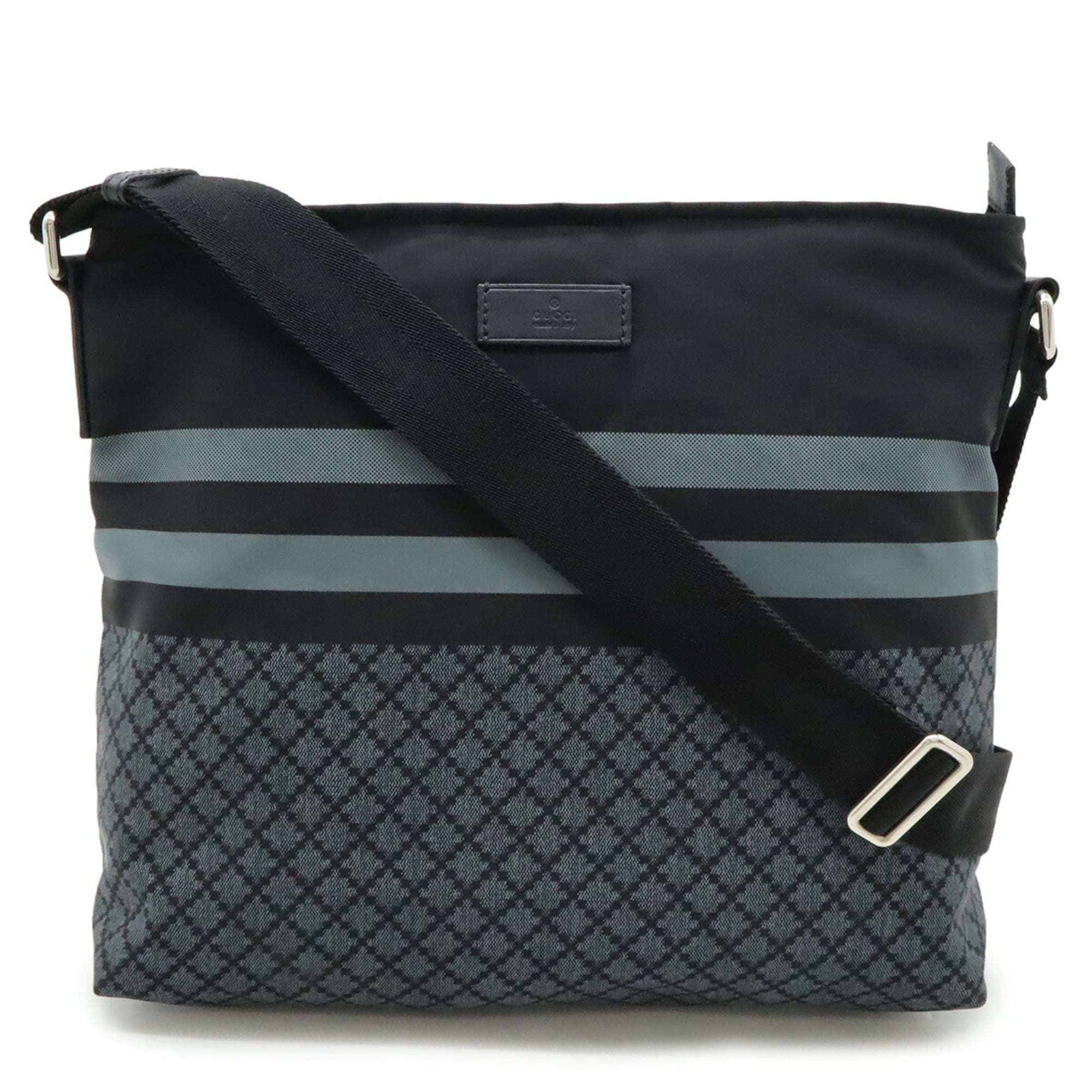 Gucci Black Gray Nylon Leather Shoulder Bag (Pre-Owned)
