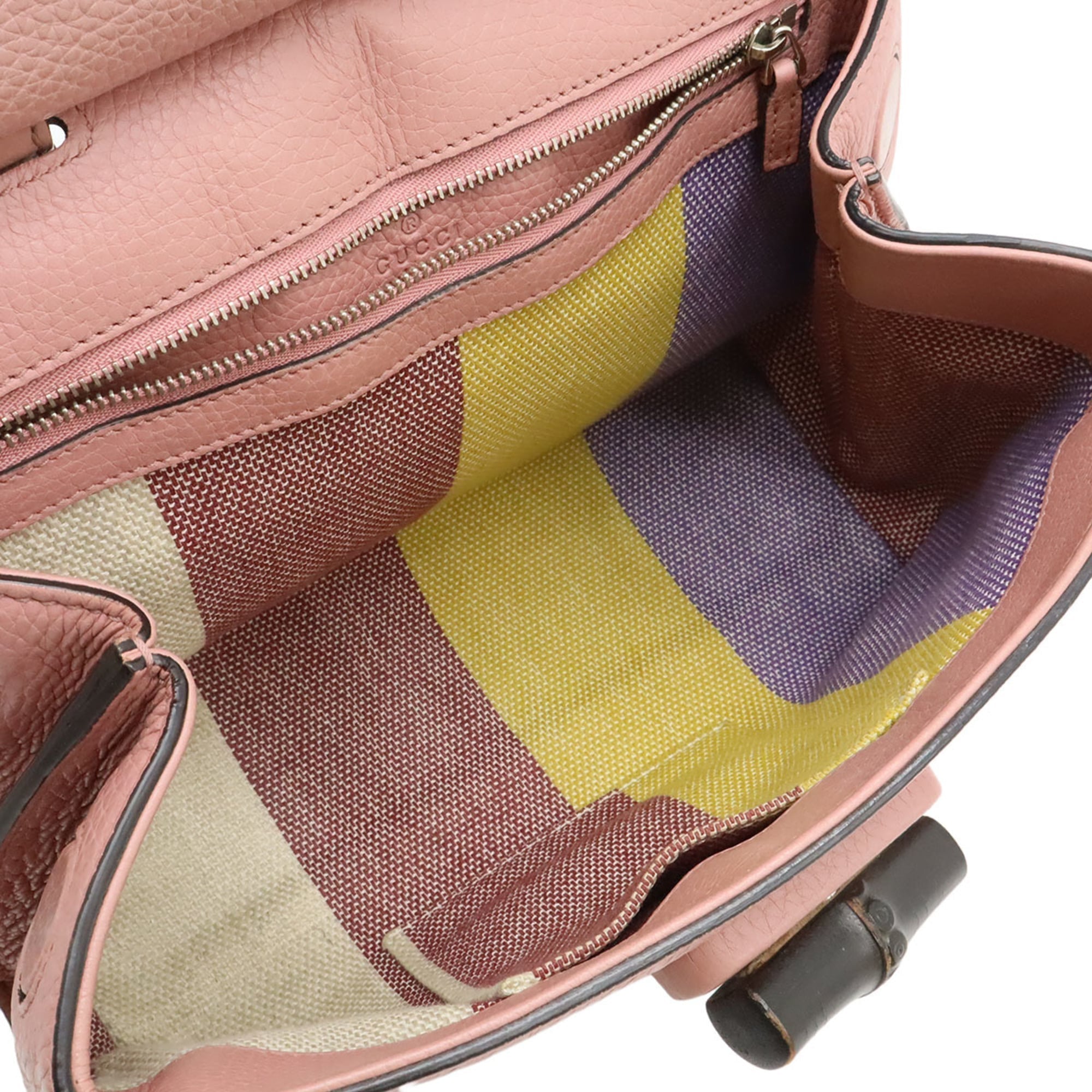 Gucci Pink Bamboo Leather Handbag Shoulder Bag (Pre-Owned)