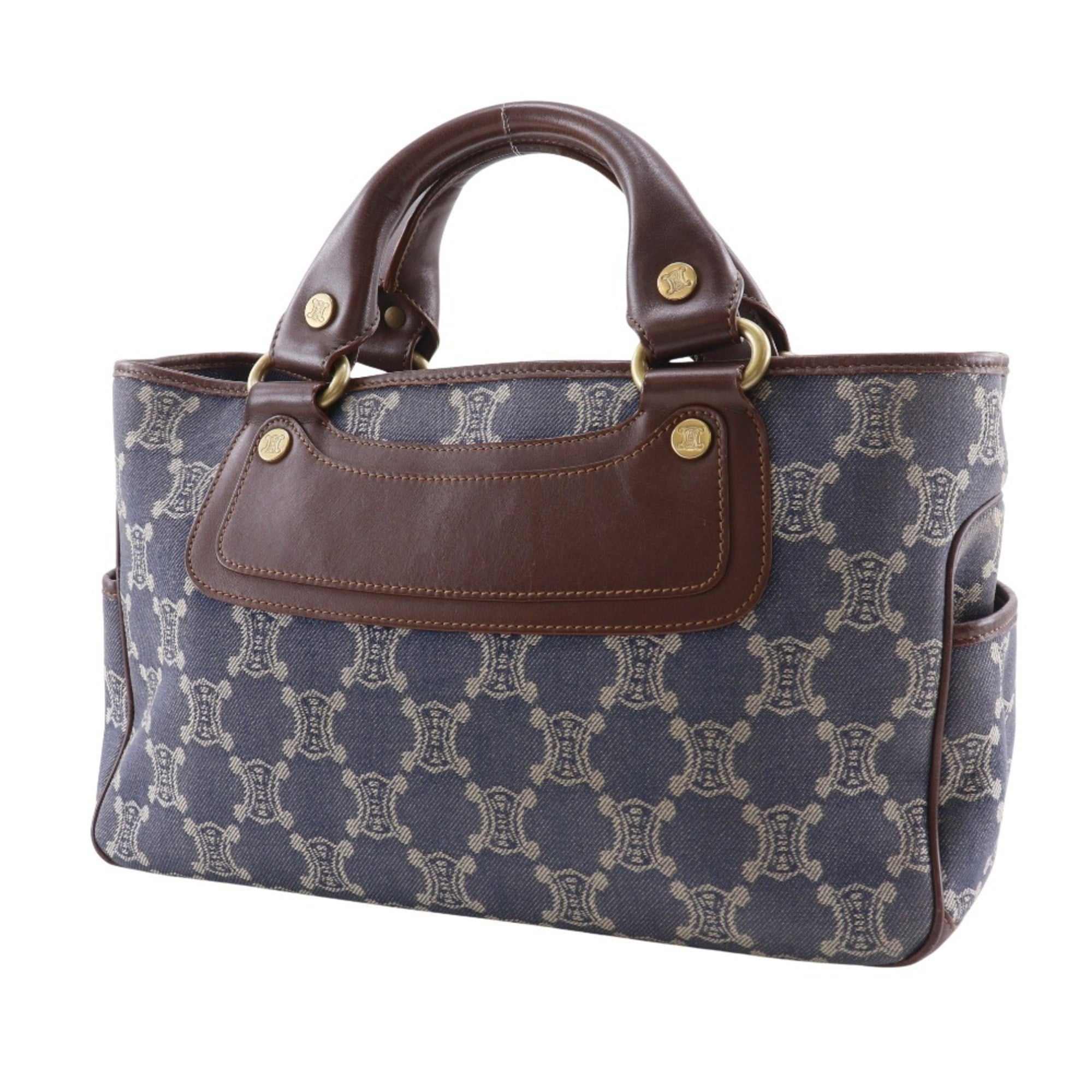 Celine Macadam Blue Brown Denim Handbag (Pre-Owned)