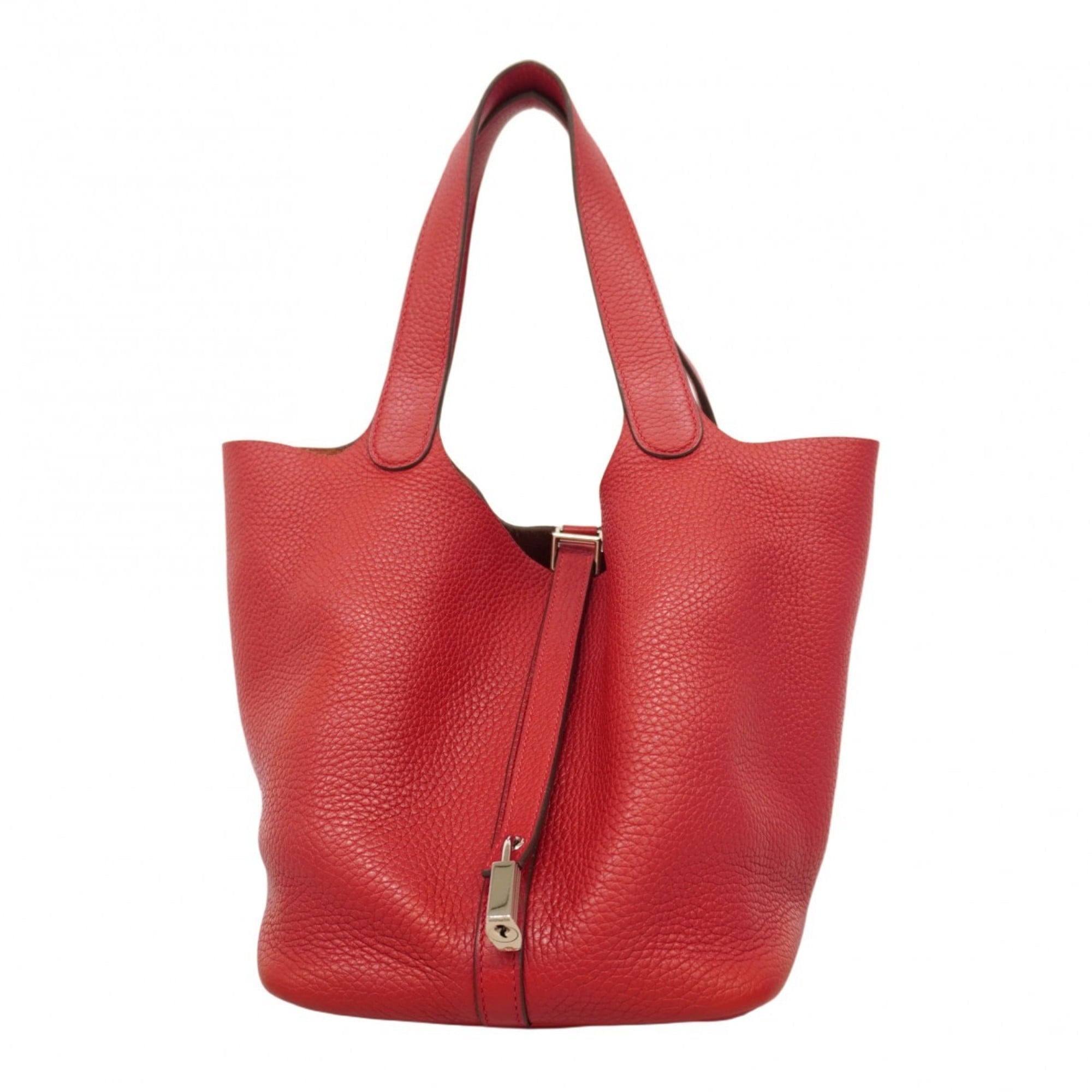 Hermes Rouge Casaque Taurillon Clemence Leather Handbag (Pre-Owned)