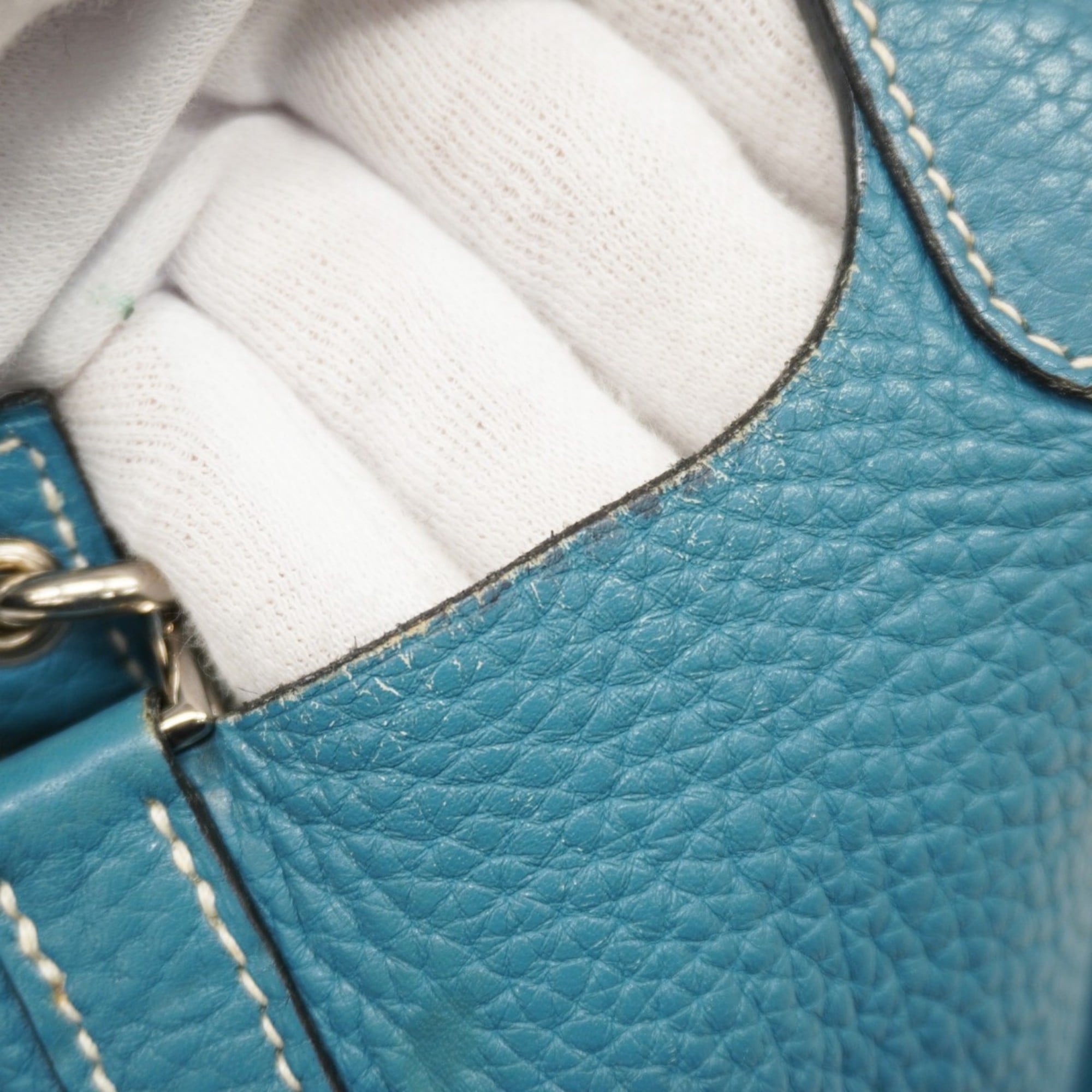 Hermes Blue Jean Taurillon Clemence Leather Handbag (Pre-Owned)
