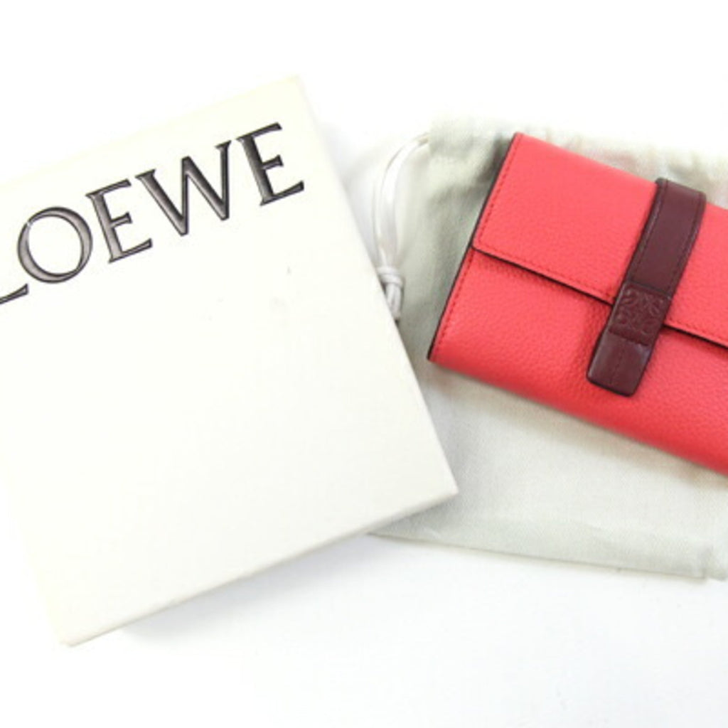 Loewe Bordeaux Pink Red Color Leather Wallet (Tri-Fold) (Pre-Owned)
