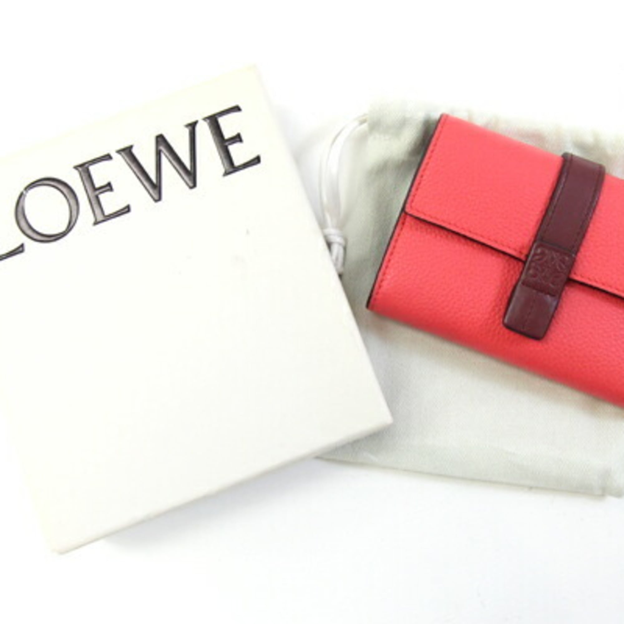 Loewe Bordeaux Pink Red Color Leather Wallet (Tri-Fold) (Pre-Owned)