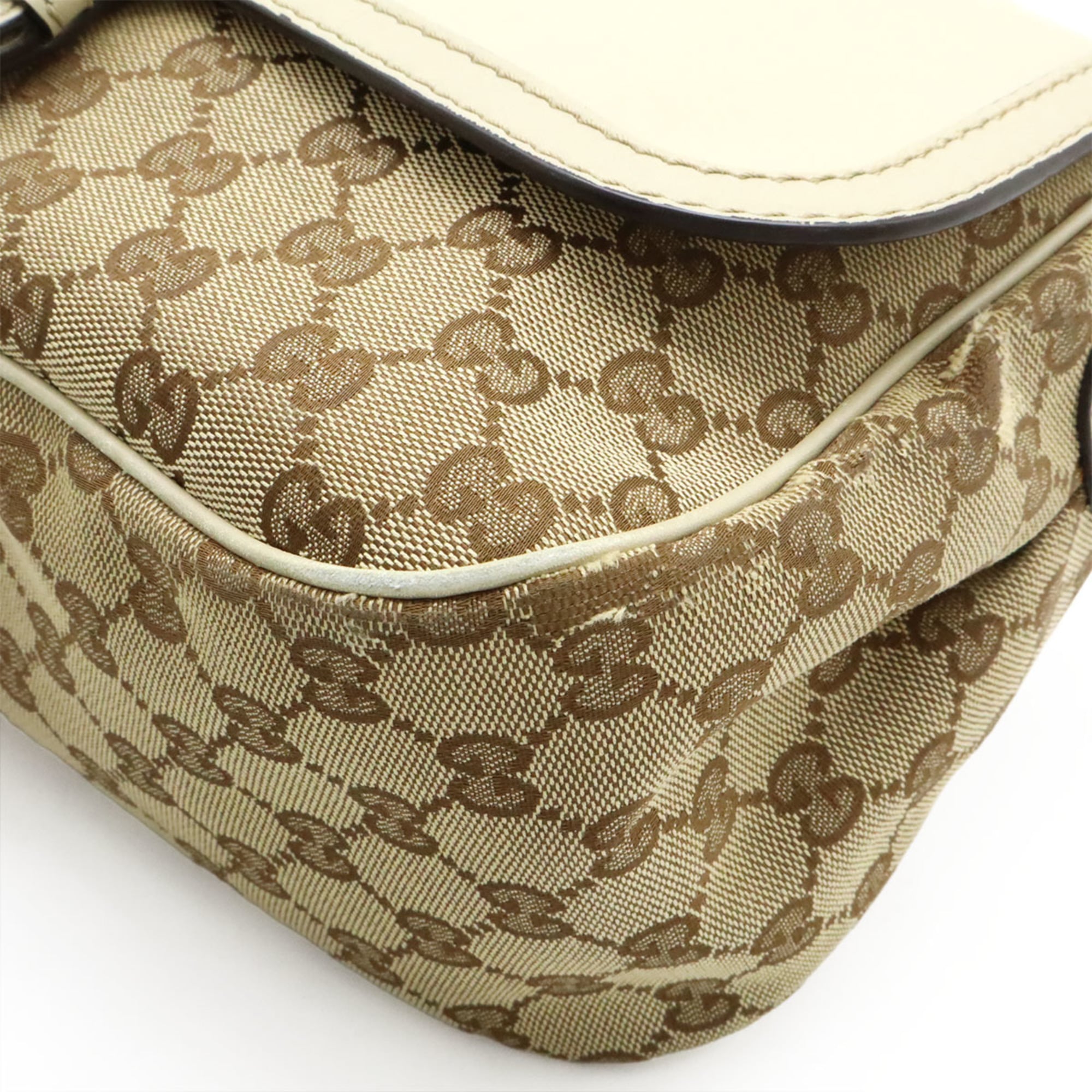 Gucci Sukey Beige Khaki Gg Canvas Leather Shoulder Bag (Pre-Owned)