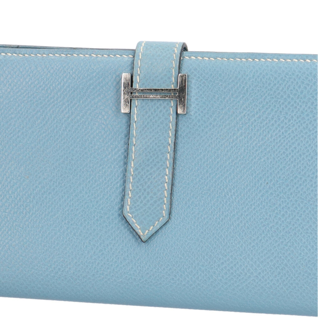 Hermes Blue Jean Epsom Leather Long Wallet (Bi-Fold) (Pre-Owned)