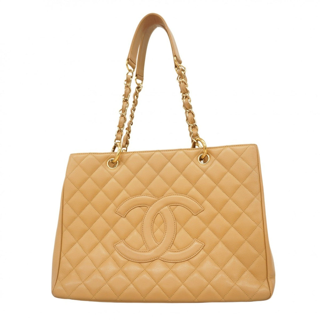 Chanel Beige Grained Calfskin Shoulder Bag (Pre-Owned)