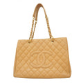 Chanel Beige Grained Calfskin Shoulder Bag (Pre-Owned)