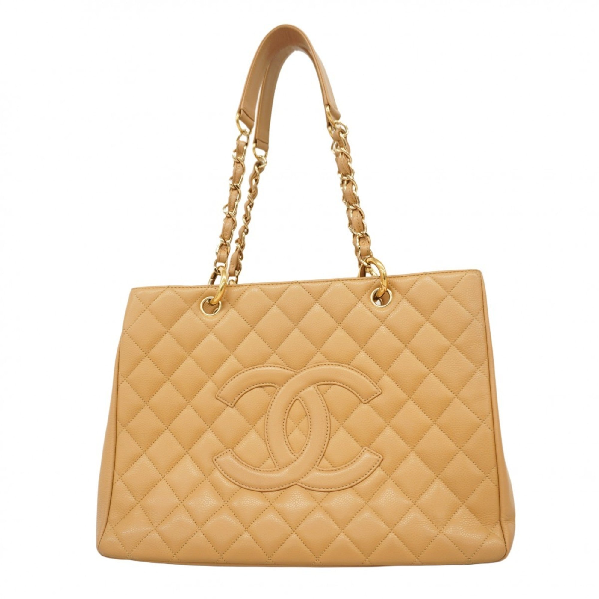 Chanel Beige Grained Calfskin Shoulder Bag (Pre-Owned)