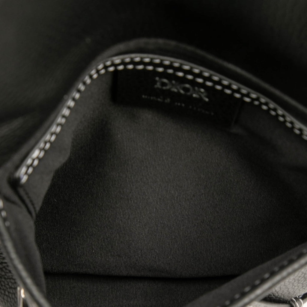 Christian Dior Black Leather Saddle Bag Shoulder Bag (Pre-Owned)