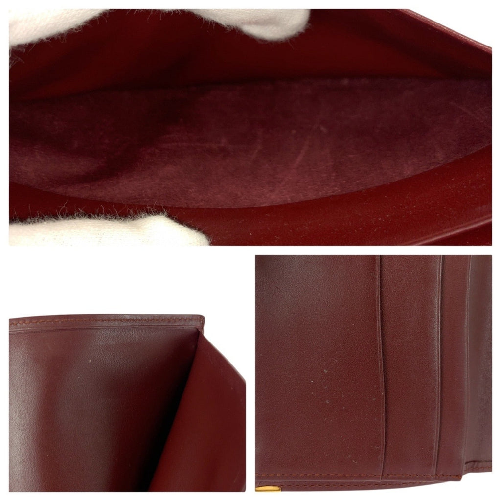 Cartier Wine Red Leather Long Wallet (Bi-Fold) (Pre-Owned)