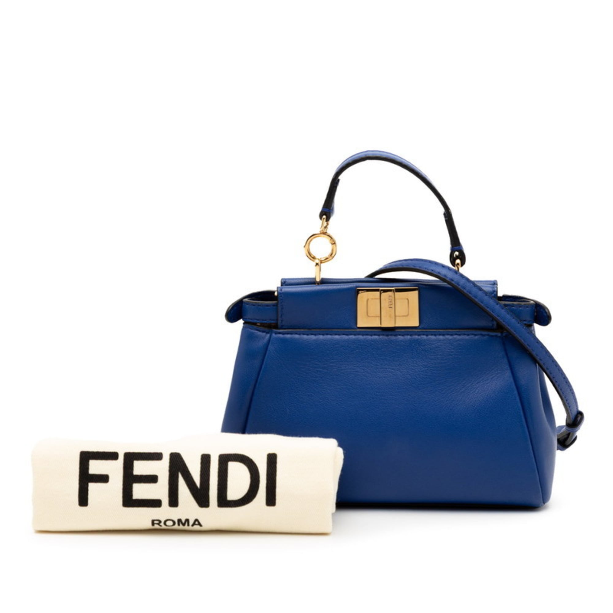 Fendi Blue Leather Handbag Shoulder Bag (Pre-Owned)