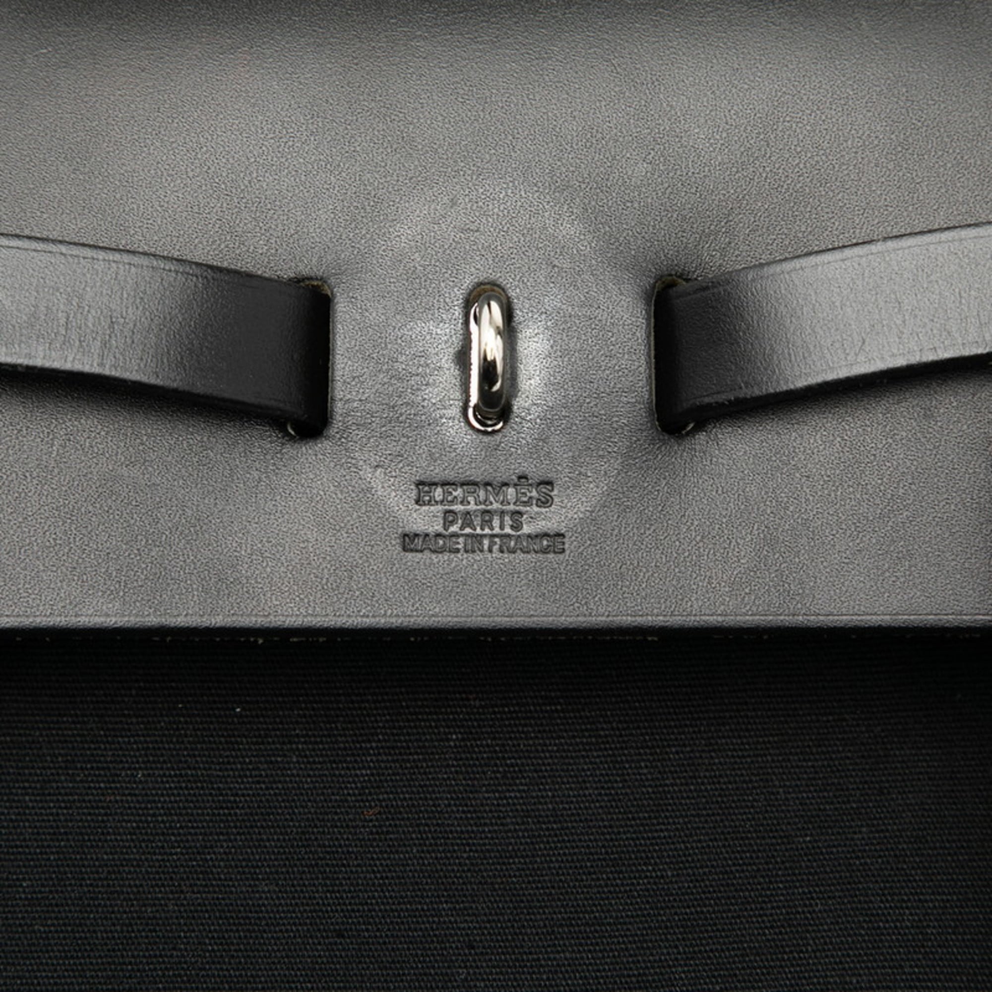 Hermes Black Toile Officier Leather Backpack (Pre-Owned)