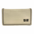 Chanel Beige Black Leather Long Wallet (Bi-Fold) (Pre-Owned)