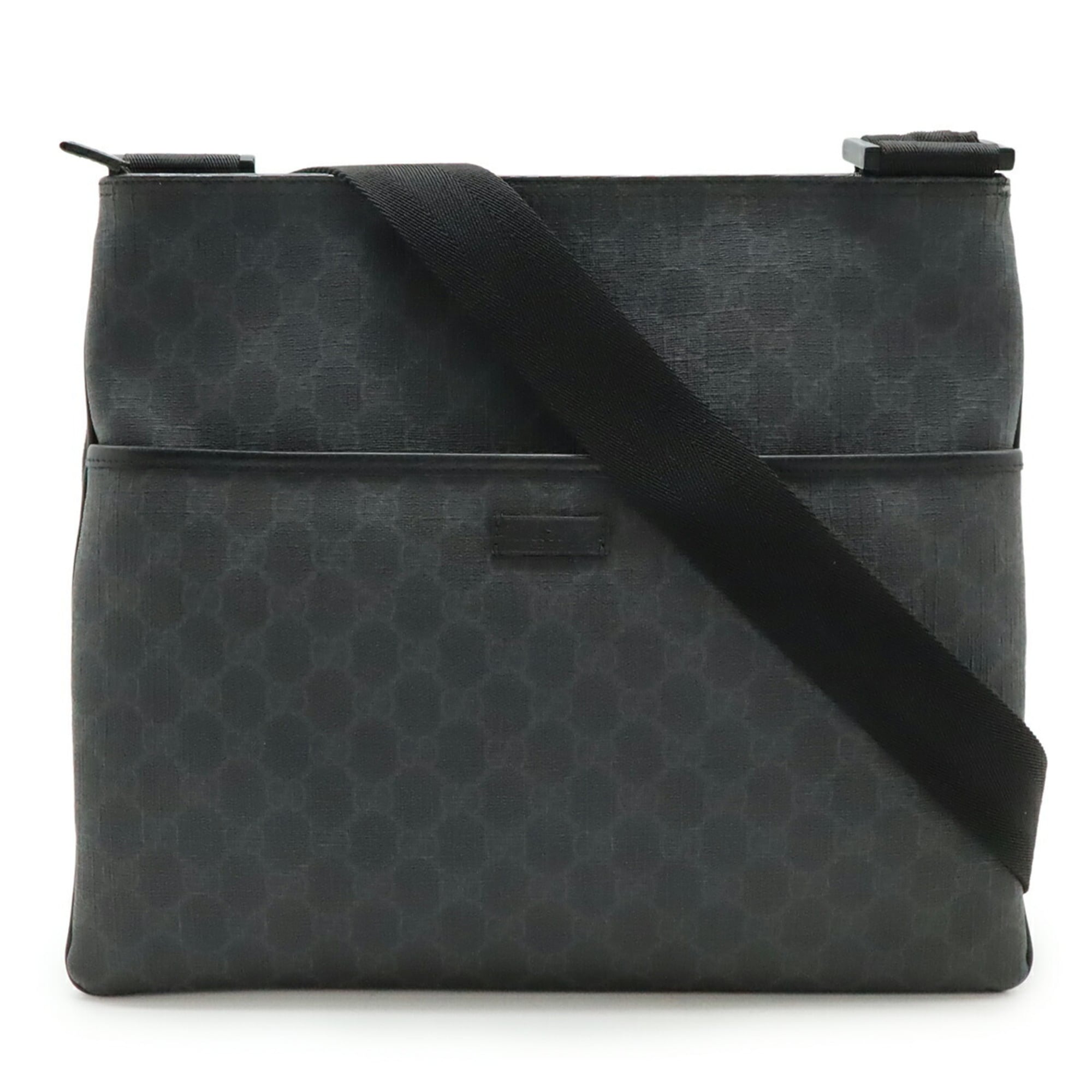 Gucci Gg Plus Black Gray Gg Supreme Leather Shoulder Bag (Pre-Owned)