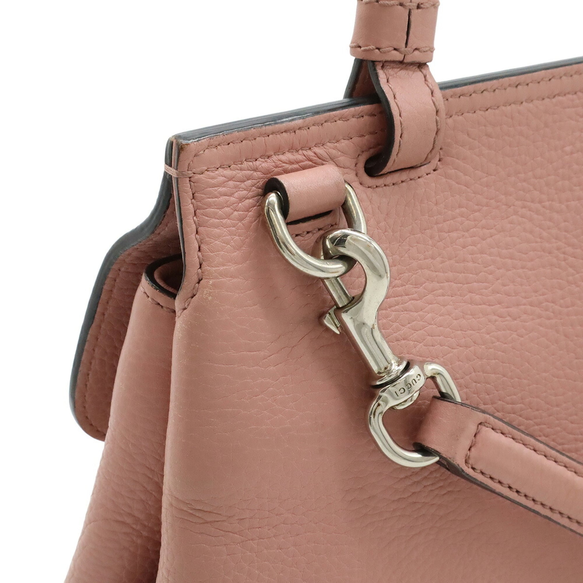 Gucci Pink Bamboo Leather Handbag Shoulder Bag (Pre-Owned)