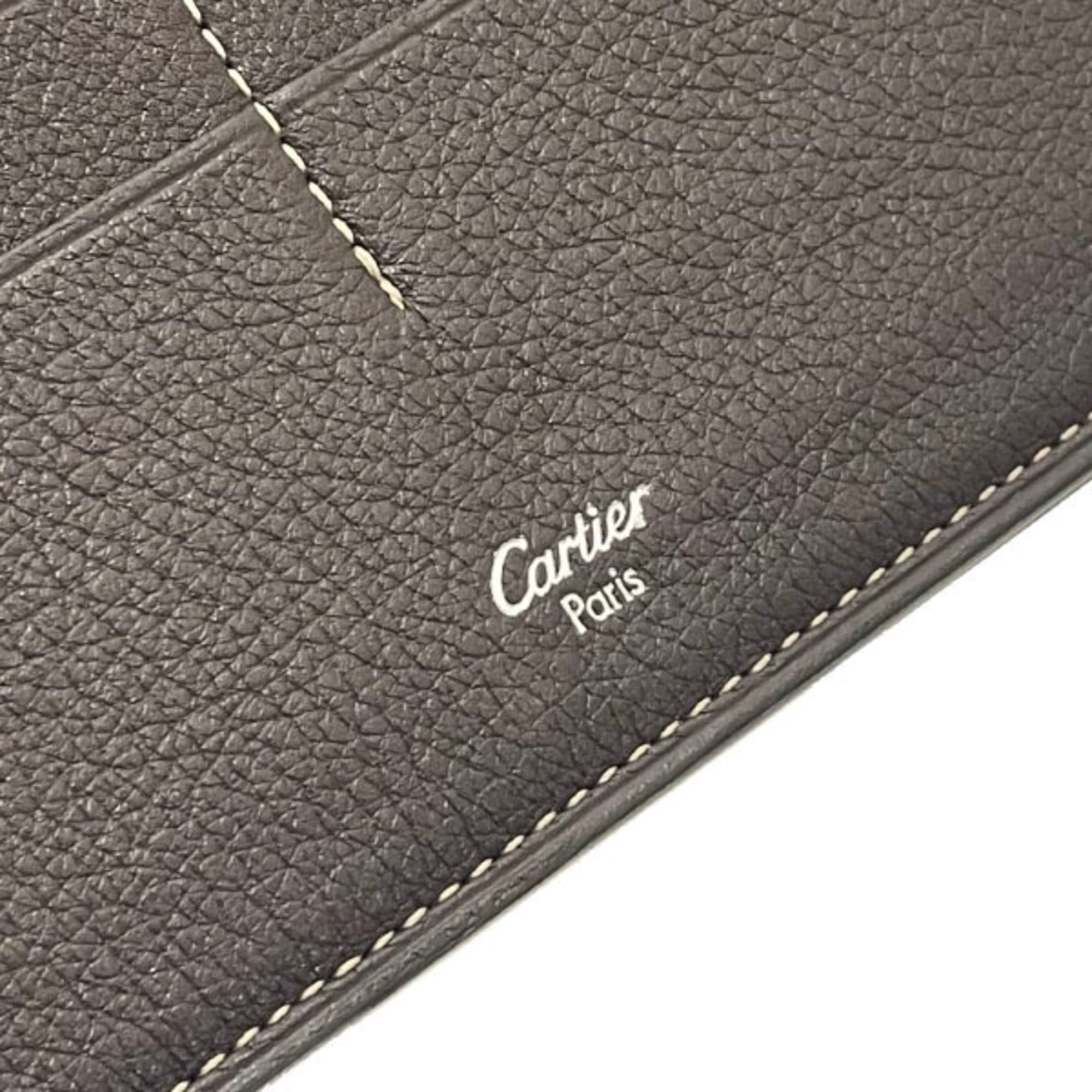 Cartier Dark Brown Leather Long Wallet (Bi-Fold) (Pre-Owned)