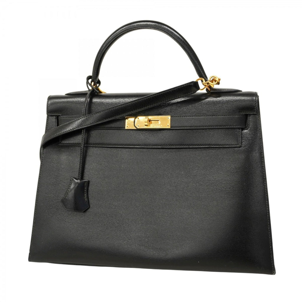 Hermes Black Box Calf Leather Handbag (Pre-Owned)