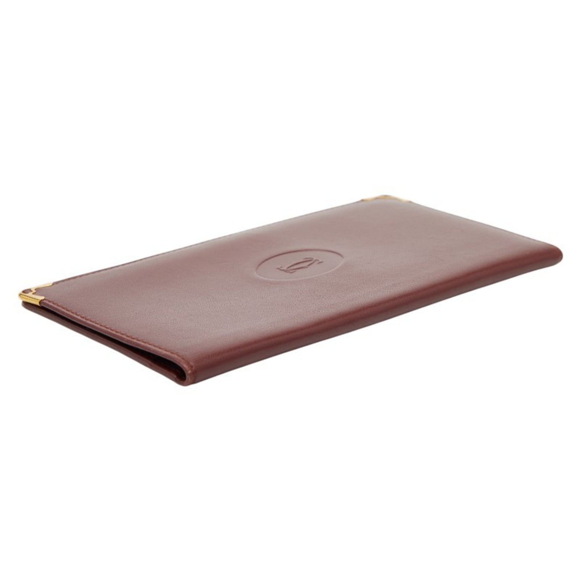 Cartier Bordeaux Wine Red Leather Long Bill Wallet (Bi-Fold) (Pre-Owned)