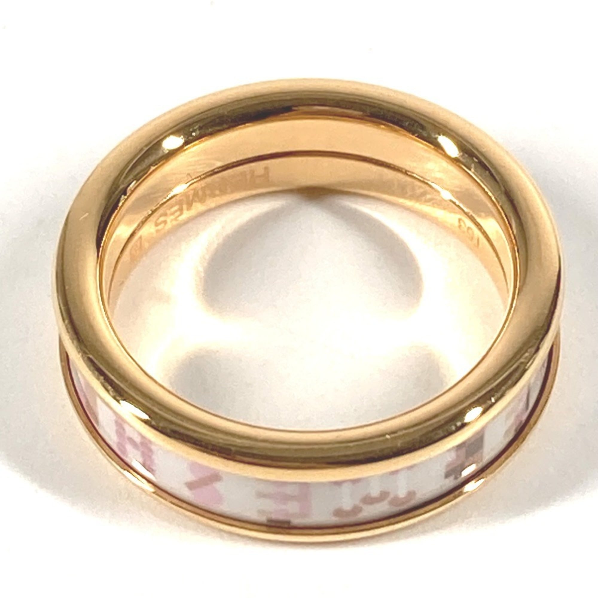 Hermes Gold Pink White Metal Band Ring (Pre-Owned)