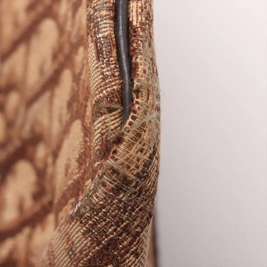 Christian Dior Brown Leather Canvas Handbag (Pre-Owned)