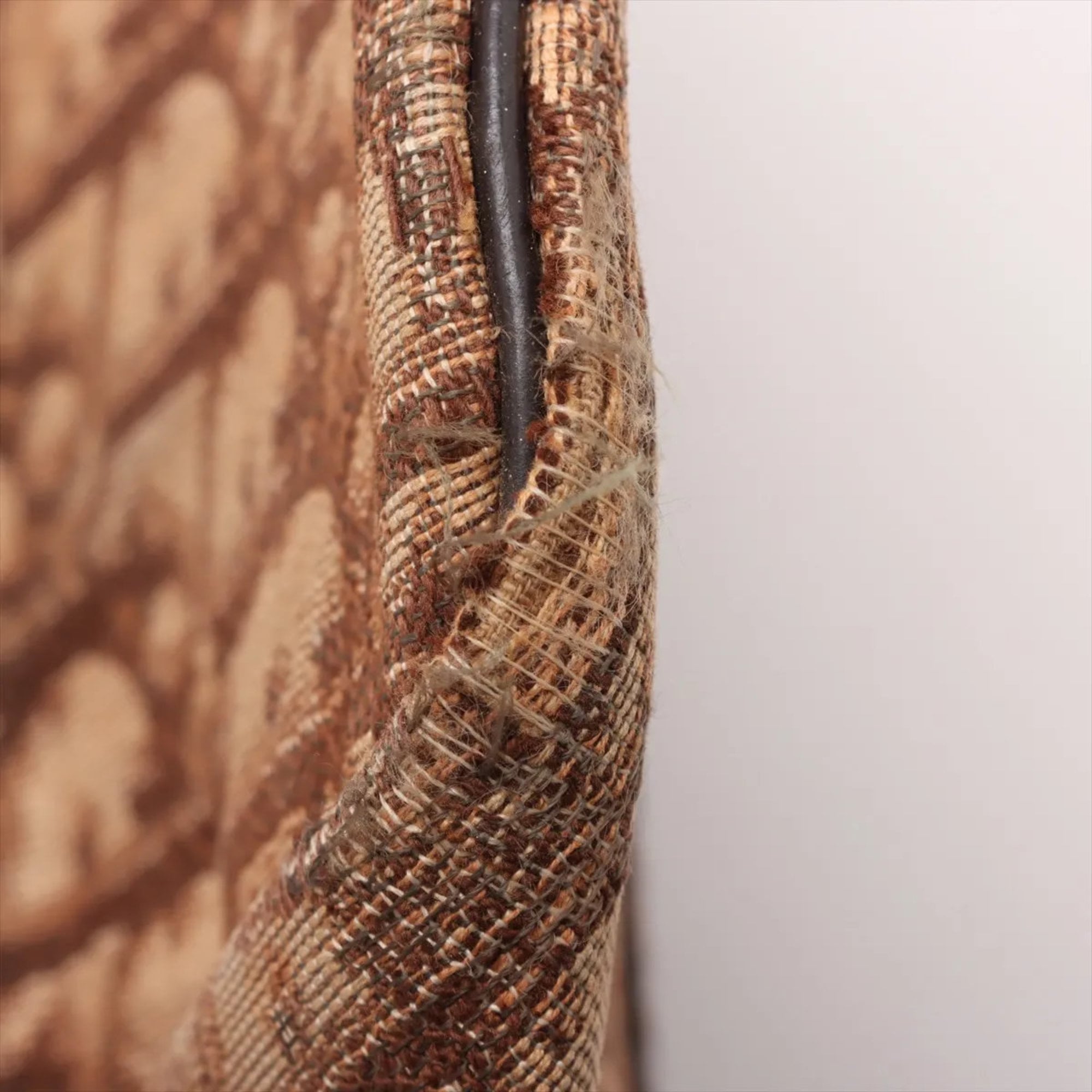 Christian Dior Brown Leather Canvas Handbag (Pre-Owned)