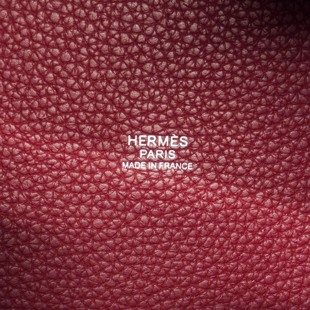 Hermes Rouge H Taurillon Clemence Leather Handbag (Pre-Owned)