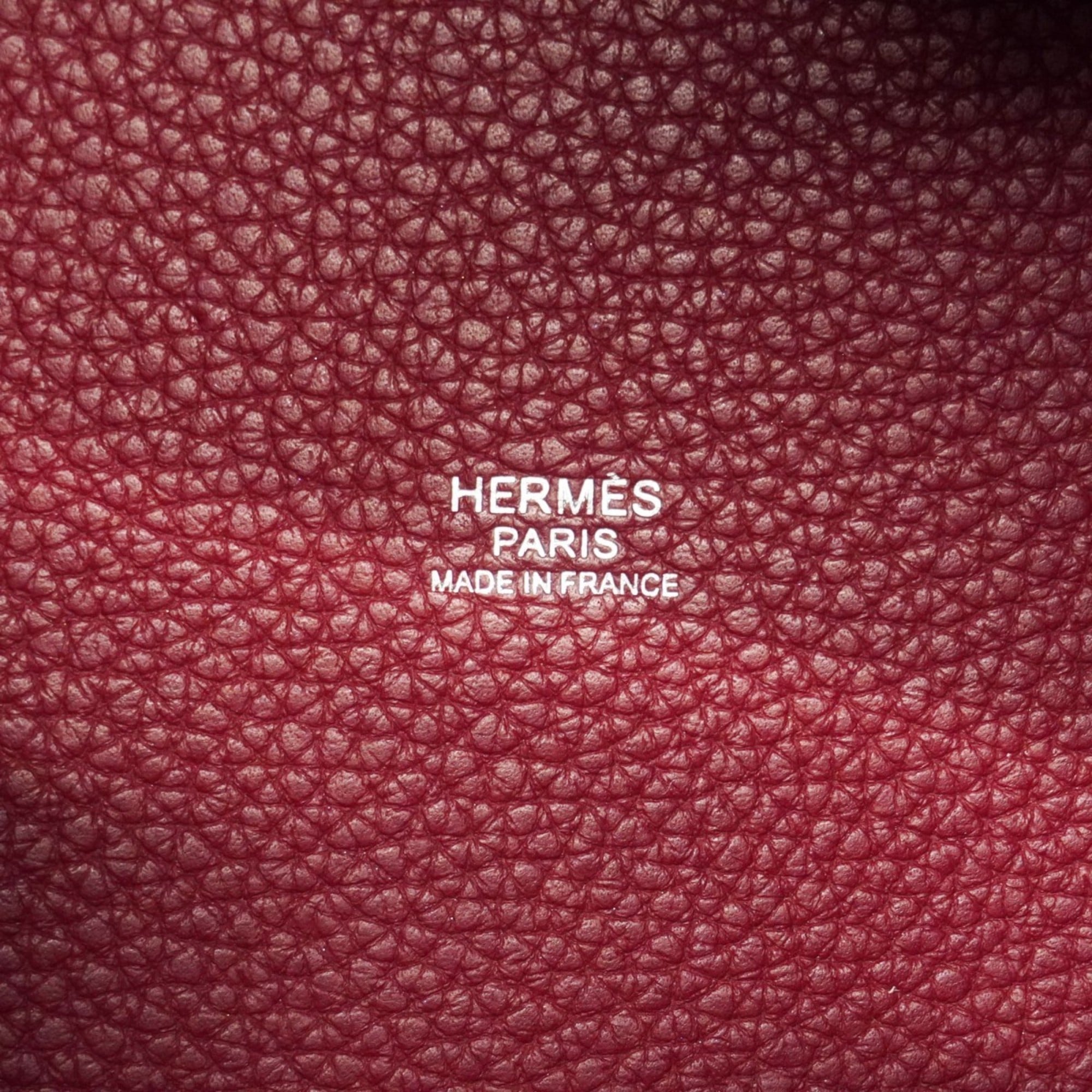 Hermes Rouge H Taurillon Clemence Leather Handbag (Pre-Owned)