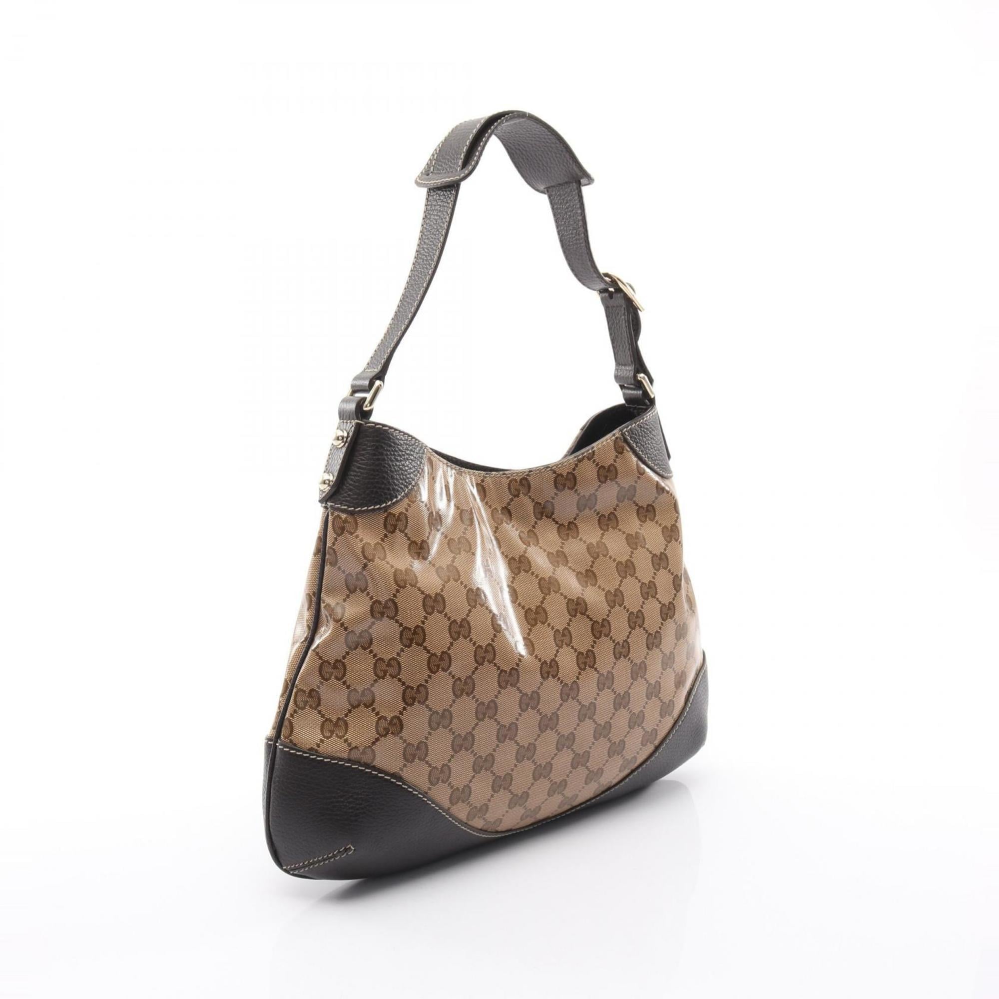 Gucci Beige Brown Coated Canvas Pvc Leather Shoulder Bag (Pre-Owned)