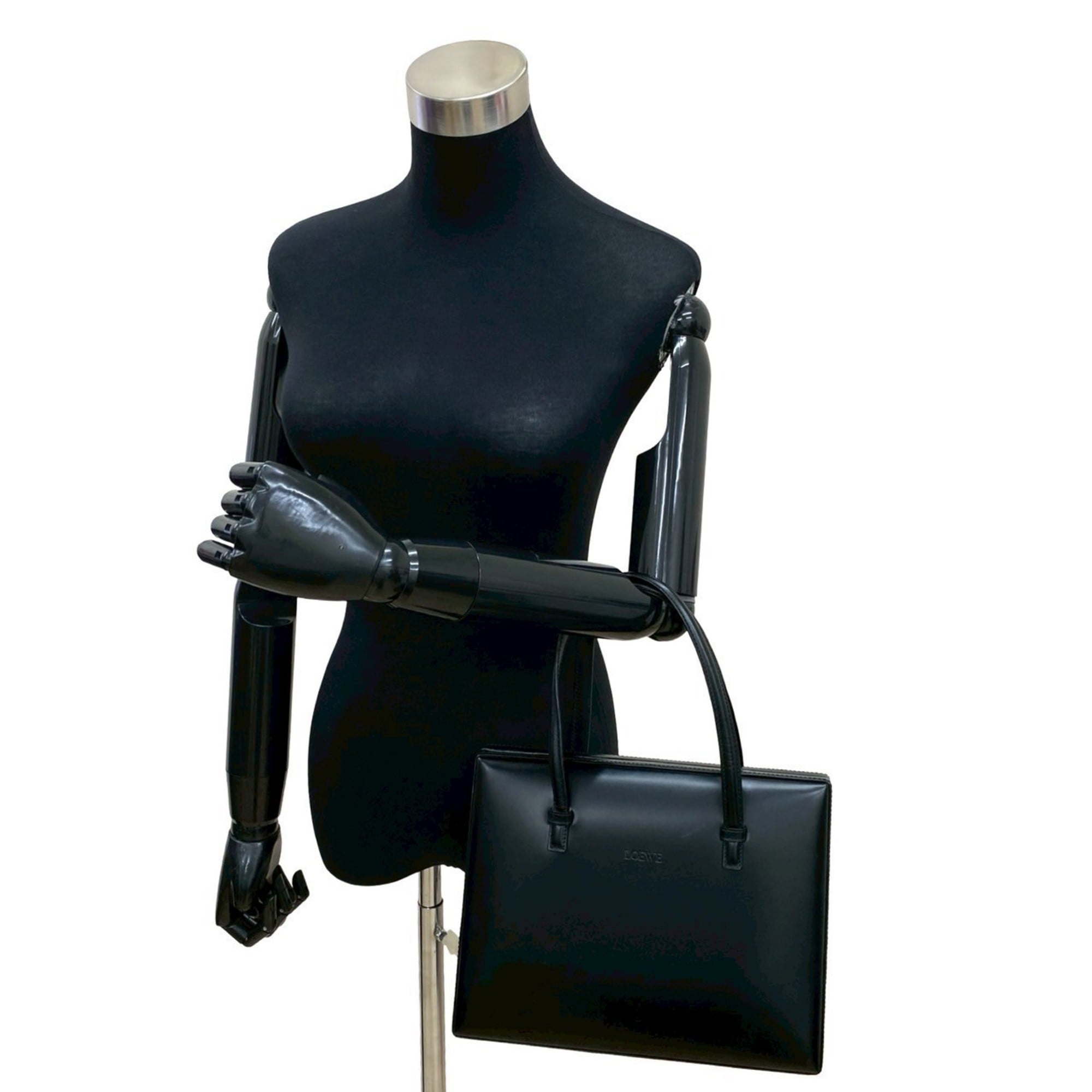 Loewe Black Leather Boston Bag Handbag Tote Bag (Pre-Owned)