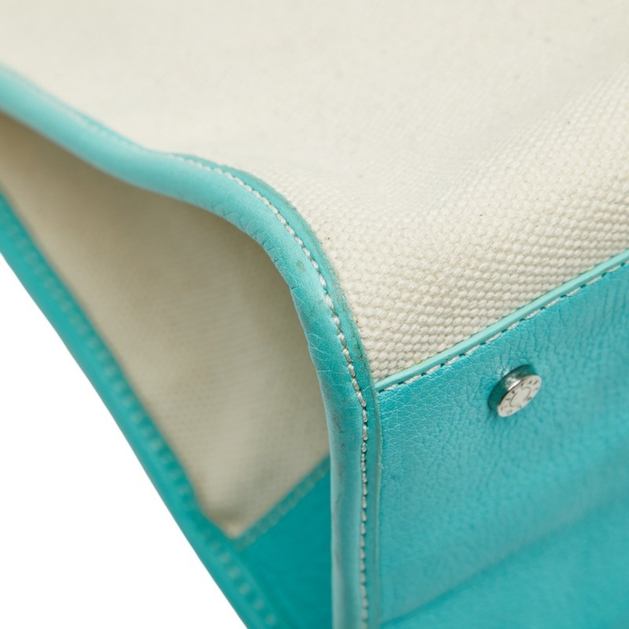 Tiffany Tiffany Blue White Canvas Leather Handbag Shoulder Bag (Pre-Owned)