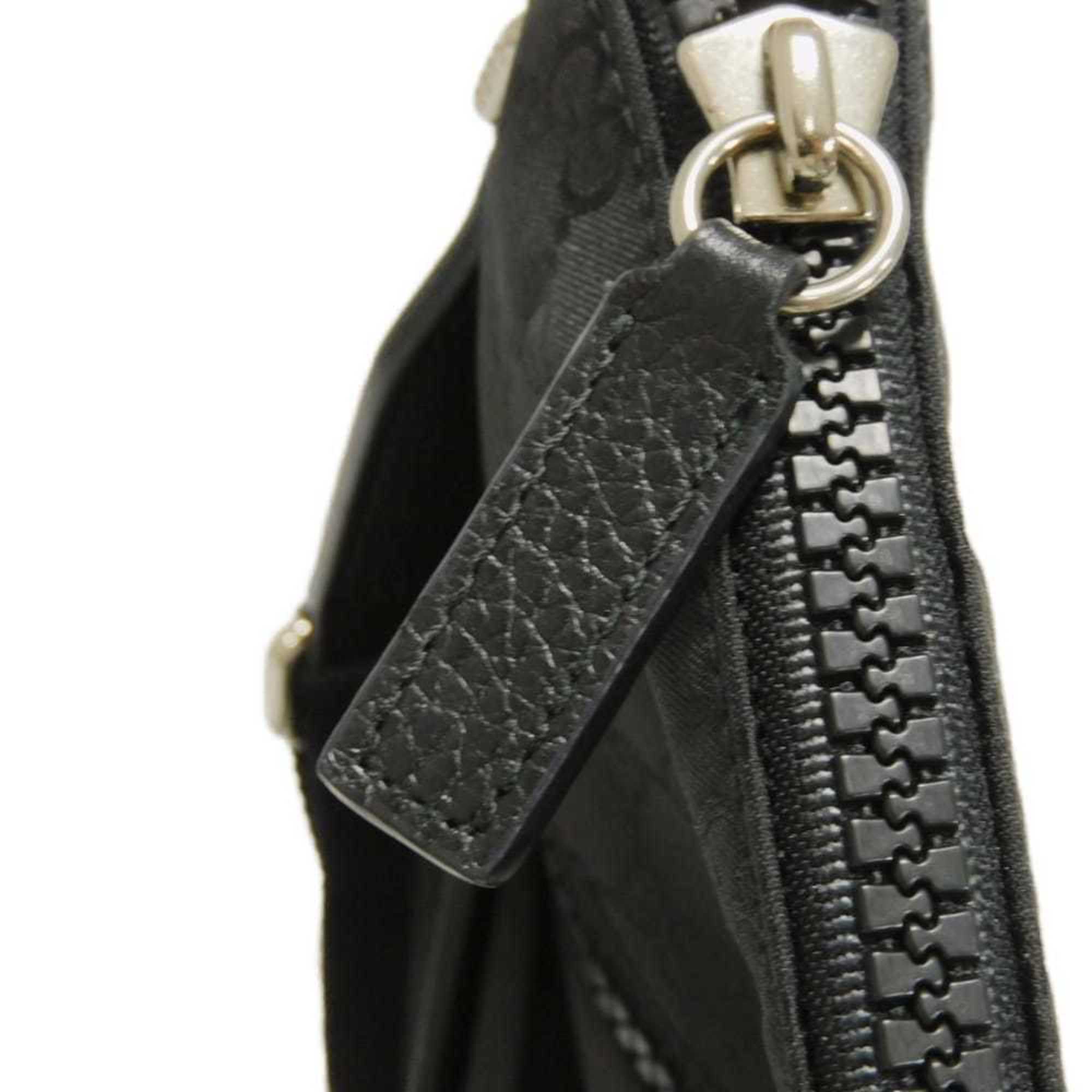 Gucci Black Nylon Gg Canvas Leather Messenger Bag Shoulder Bag (Pre-Owned)