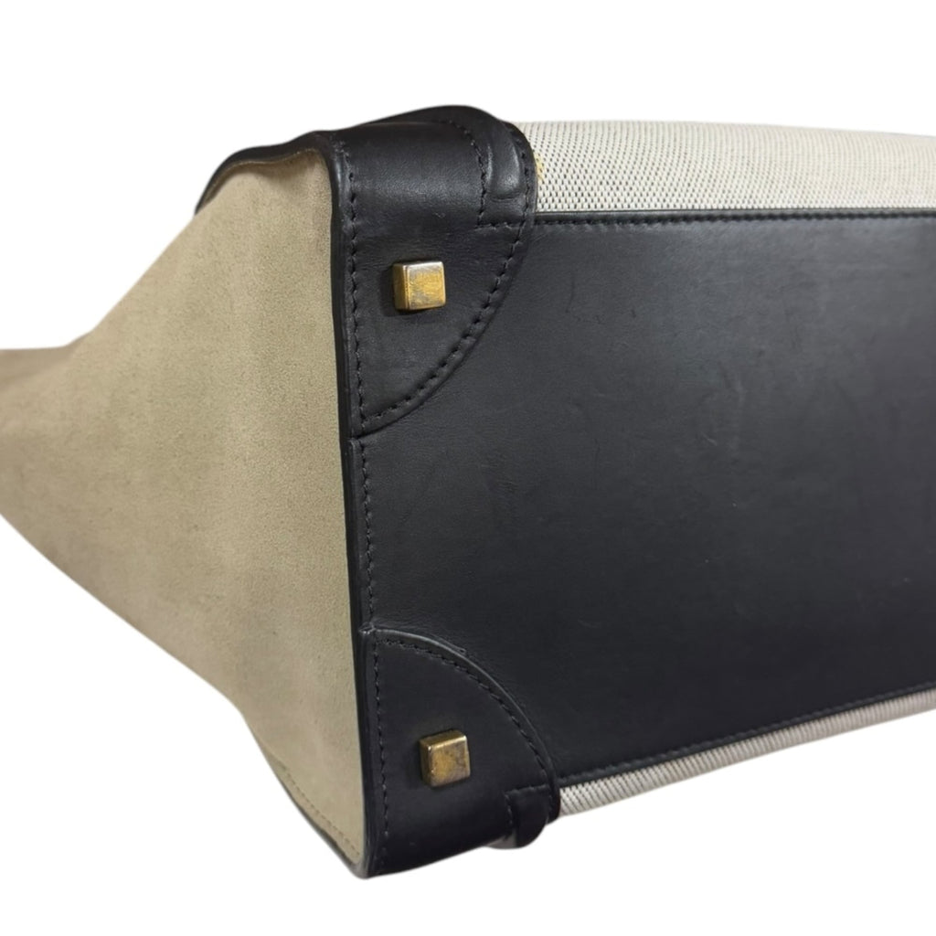 Celine Black Khaki White Leather Handbag (Pre-Owned)