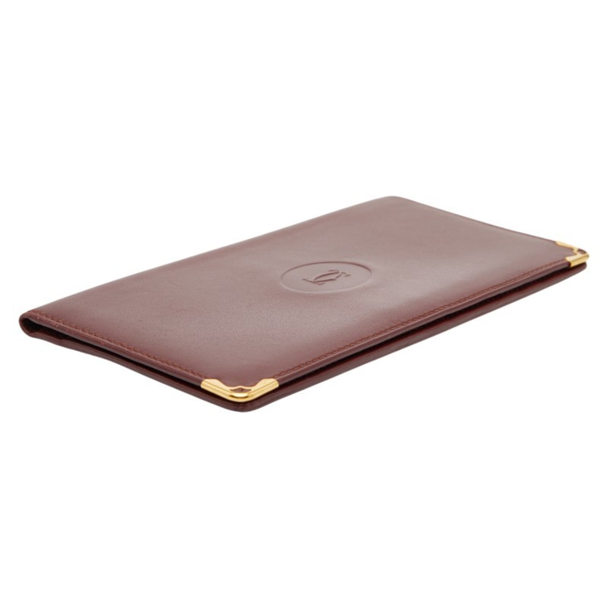 Cartier Bordeaux Wine Red Leather Long Bill Wallet (Bi-Fold) (Pre-Owned)