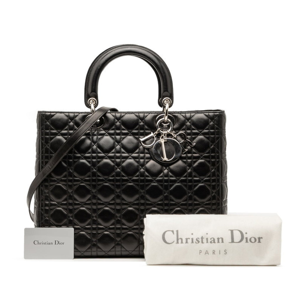 Christian Dior Black Leather Handbag Shoulder Bag (Pre-Owned)