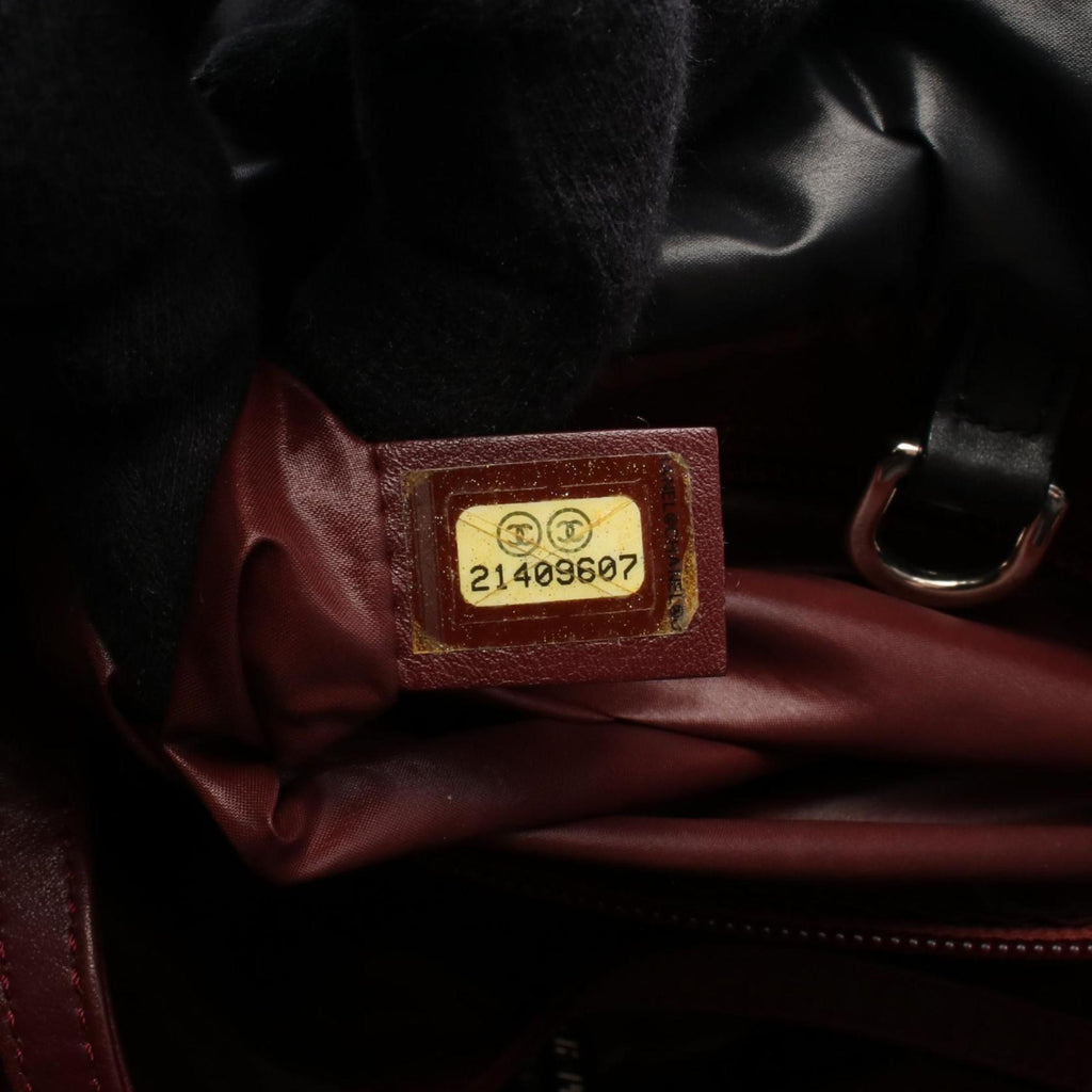 Chanel Black Bordeaux Nylon Leather Tote Bag (Pre-Owned)