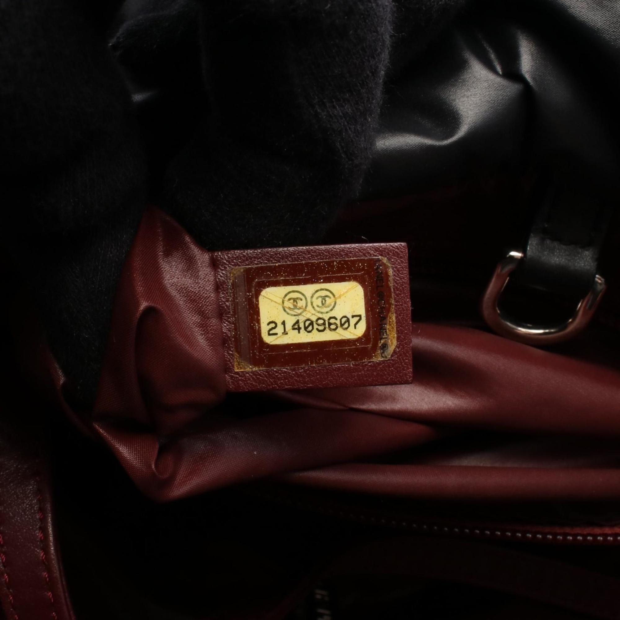 Chanel Black Bordeaux Nylon Leather Tote Bag (Pre-Owned)