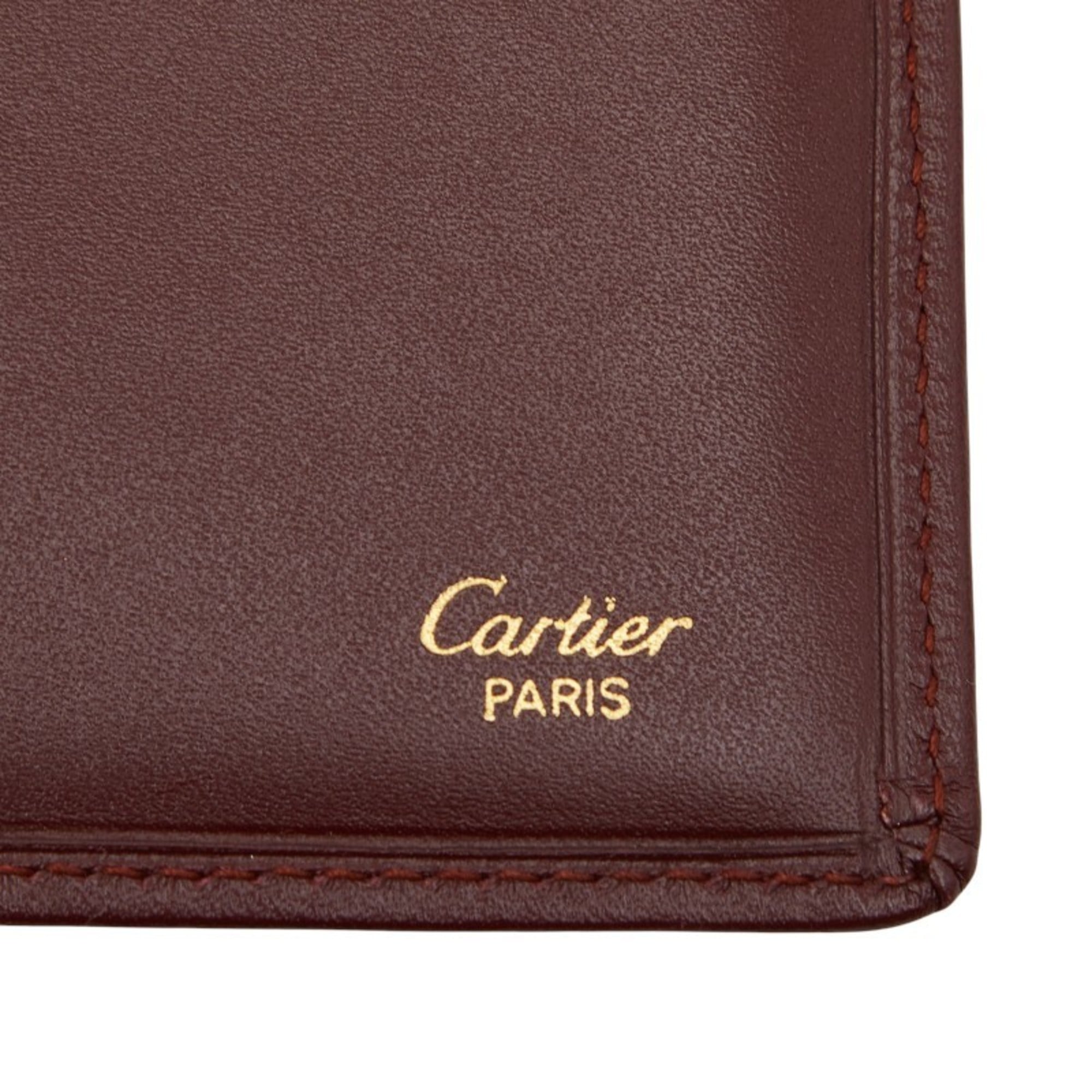 Cartier Bordeaux Wine Red Leather Long Bill Wallet (Bi-Fold) (Pre-Owned)