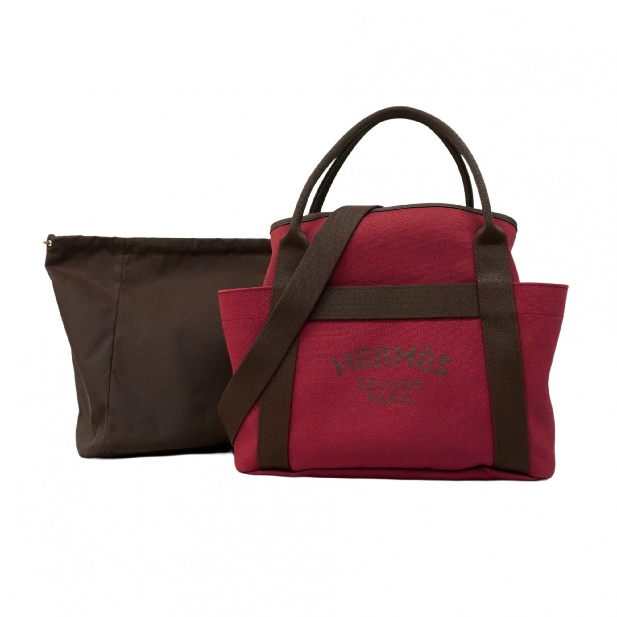 Hermes Red Color Canvas Tote Bag (Pre-Owned)