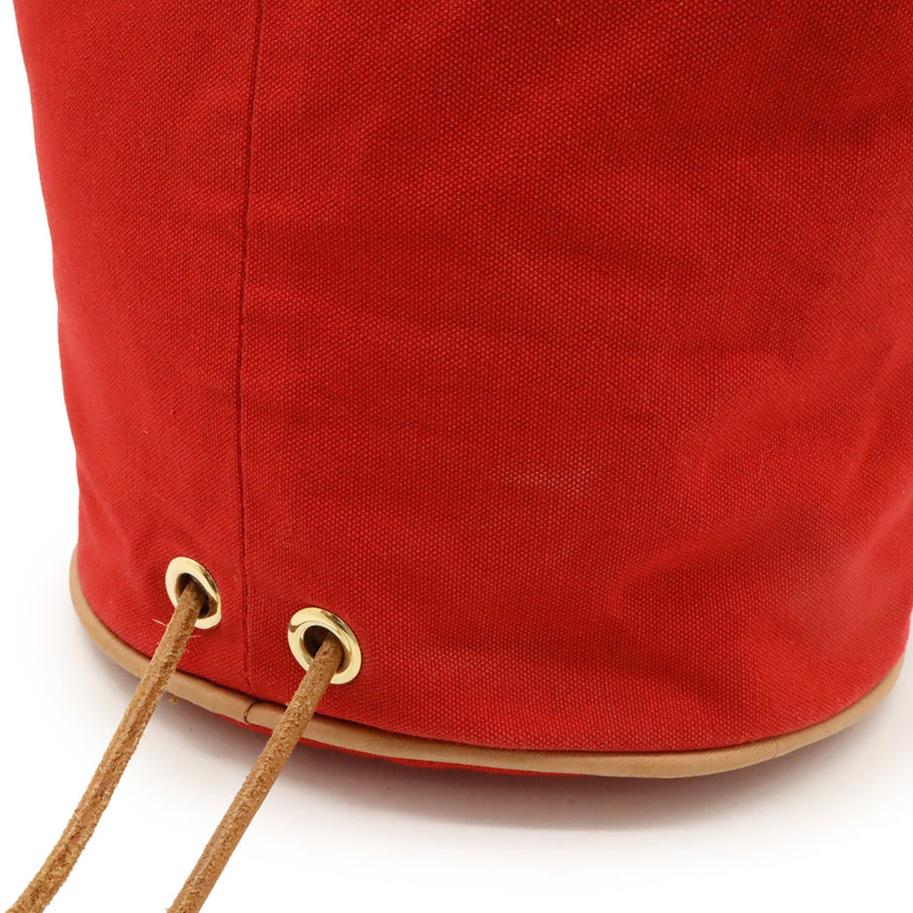 Hermes Red Color Canvas Leather Shoulder Bag (Pre-Owned)