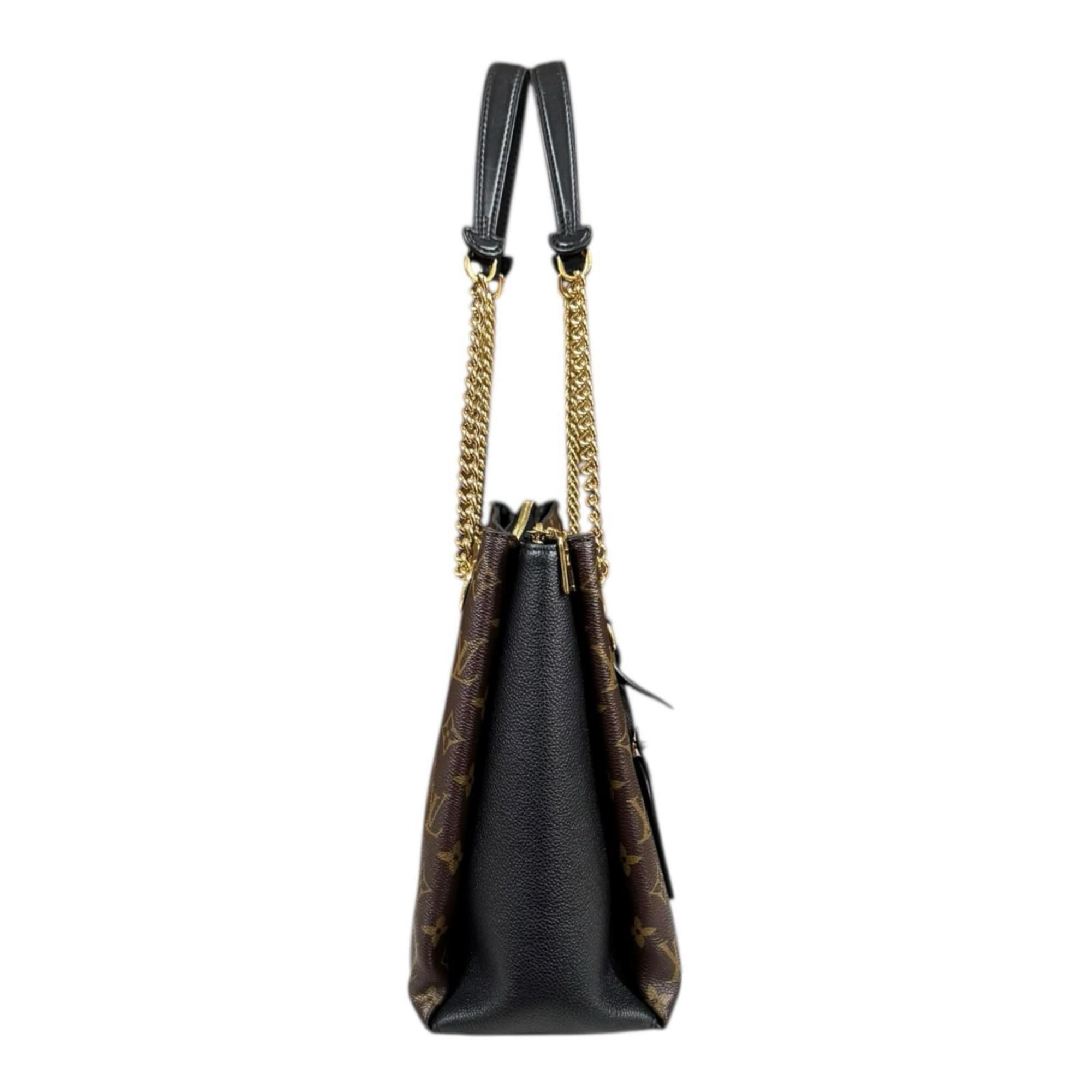 Louis Vuitton Black Brown Monogram Canvas Tote Bag (Pre-Owned)