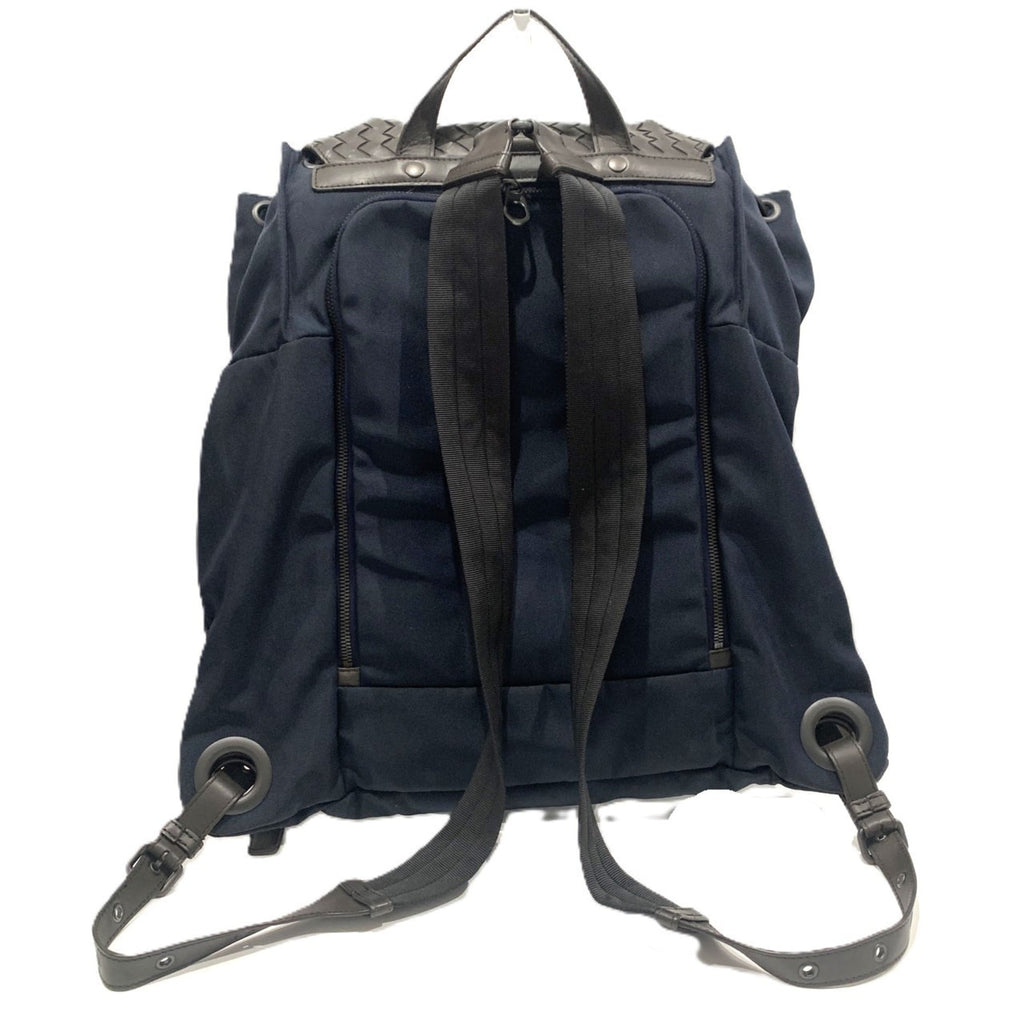 Bottega Veneta Intrecciato Brown Navy Nylon Leather Backpack (Pre-Owned)